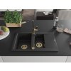 MEXEN/S - Gaspar granitový dřez 1.5 s odkapávačem včetně baterie Flora, černá/stříbrná 6507-73-670401-57-G