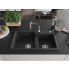 MEXEN/S - Tomas granitový dřez 2-bowl včetně baterie Aster, černá/stříbrná metalik 6516-73-73450-07