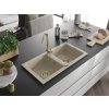 MEXEN/S - Mario granitový dřez 2-bowl 820x436 mm, béžová,+ zlatý sifon 6504822000-69-G