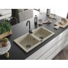 MEXEN/S - Mario granitový dřez 2-bowl 820 x 436 mm, béžová, + černý sifon 6504822000-69-B