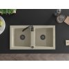 MEXEN/S - Mario granitový dřez 2-bowl 820 x 436 mm, béžová, + černý sifon 6504822000-69-B