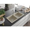 MEXEN/S - Mario granitový dřez 2-bowl včetně baterie Flora, béžová 6504-69-670401-00