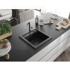 MEXEN/S - Vito granitový dřez 1-miska včetně baterie Flora, černá/stříbrná metalik 6503-73-670401-07-B
