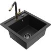 MEXEN/S - Vito granitový dřez 1-miska včetně baterie Flora, černá/stříbrná metalik 6503-73-670401-57-B