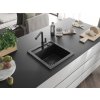 MEXEN/S - Vito granitový dřez 1-miska včetně baterie Flora, černá/stříbrná metalik 6503-73-670401-70-B