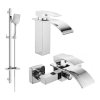 MEXEN/S - Aries DQ62 Set umyvadlové a vanové baterie s příslušenstvím, chrom 744803DQ62-00