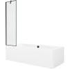 MEXEN/S - Cube obdélníková vana 170 x 80 cm s panelem + vanová zástěna 50 cm, černá vzor 550517080X9505007070