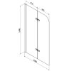 MEXEN/S - Cube obdélníková vana 170 x 80 cm s panelem  + vanová zástěna 100 cm, transparent,  černá 550517080X9010027000