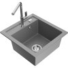 MEXEN/S - Vito granitový dřez 1-miska včetně baterie Flora, šedá 6503-71-670401-00