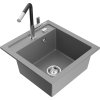MEXEN/S - Vito granitový dřez 1-miska včetně baterie Flora, šedá 6503-71-670401-07