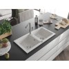 MEXEN/S - Mario granitový dřez 2-bowl včetně baterie Flora, bílá 6504-20-670401-06