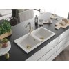 MEXEN/S - Mario granitový dřez 2-bowl včetně baterie Flora, bílá 6504-20-670401-57-G