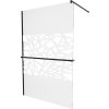 MEXEN/S - KIOTO Sprchová zástěna WALK-IN s poličkou a držákem ručníků 90 x 200, transparent/bílý dekor 8 mm, černá 800-090-121-70-85