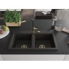 MEXEN/S - Hektor granitový dřez 2-bowl 800 x 480 mm, černá/zlatá metalik, zlatý sifon 6521802000-75-G