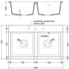 MEXEN/S - Hektor granitový dřez 2-bowl 800 x 480 mm, černá/zlatá metalik, zlatý sifon 6521802000-75-G