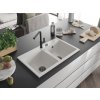 MEXEN/S - Hektor granitový dřez 2-bowl 800 x 480 mm, bílá, černý sifon 6521802000-20-B