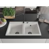 MEXEN/S - Hektor granitový dřez 2-bowl 800 x 480 mm, bílá, černý sifon 6521802000-20-B