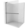 MEXEN/S - Kioto+ L Sprchová zástěna WALK-IN s poličkou a držákem ručníků 80 x 200 cm, proužky, černá 800-080-123-70-09