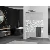 MEXEN/S - Kioto+ L Sprchová zástěna WALK-IN s poličkou a držákem ručníků 90 x 200 cm, bílý vzor, černá 800-090-123-70-85
