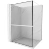 MEXEN/S - Kioto+ Sprchová zástěna WALK-IN s poličkou a držákem ručníků 90 x 200 cm, černý vzor, bílá 800-090-121-20-70