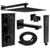MEXEN/S - Cube DR02 podomítkový vanový SET s vytokovou hubicí + slim sprcha 30 cm, černý 77503DR0230-70