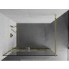 MEXEN/S - KIOTO Sprchová zástěna WALK-IN s poličkou a držákem ručníků 100 x 200, transparent/bílý vzor 8 mm, zlatá 800-100-121-50-85