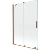 MEXEN/S - Velar Dvoukřídlá posuvná vanová zástěna 120 x 150 cm, transparent, kartáčovaná měď 896-120-000-01-65