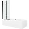 MEXEN/S - Cube obdélníková vana 170 x 80 cm s panelem + vanová zástěna 80 cm, transparent, černá 550517080X9208027000