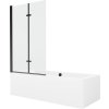 MEXEN/S - Cube obdélníková vana 170 x 80 cm s panelem + vanová zástěna 100 cm, transparent, černá 550517080X9210027000