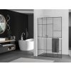 MEXEN/S - Kioto+ L Sprchová zástěna WALK-IN s poličkou a držákem ručníků 110 x 200 cm, černý vzor, bilá 800-110-123-20-78
