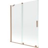MEXEN/S - Velar Dvoukřídlá posuvná vanová zástěna 140 x 150 cm, transparent, kartáčovaná měď 896-140-000-01-65
