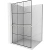 MEXEN/S - Kioto+ L Sprchová zástěna WALK-IN s poličkou a držákem ručníků 100 x 200 cm, černý vzor, nikl kartáčovaná 800-100-123-97-77