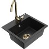 MEXEN/S - Milo granitový dřez včetně baterie Telma, černá/stříbrná 6505-73-670200-50