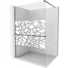 MEXEN/S - Kioto+ Sprchová zástěna s poličkou WALK-IN 100 x 200 cm, bílá vzor, grafit metal 800-100-121-95-85