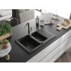 MEXEN/S - Gaspar granitový dřez 1.5 s odkapávačem včetně baterie Flora, černá/zlatá 6507-75-670401-57-B