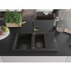 MEXEN/S - Gaspar granitový dřez 1.5 s odkapávačem včetně baterie Flora, černá/zlatá 6507-75-670401-57-B