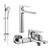 MEXEN/S - Lynx DQ40 Set umyvadlové a vanové baterie s příslušenstvím, chrom 745913DQ40-00