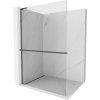 MEXEN/S - Kioto+ L Sprchová zástěna WALK-IN s poličkou a držákem ručníků 110 x 200 cm, transparent, grafit kartáčovaná 800-110-123-66-00