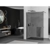 MEXEN/S - Kioto+ L Sprchová zástěna WALK-IN s poličkou a držákem ručníků 90 x 200 cm, grafit, grafit metal 800-090-123-95-40