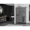 MEXEN/S - Kioto+ L Sprchová zástěna WALK-IN s poličkou a držákem ručníků 100 x 200 cm, grafit, grafit metal 800-100-123-95-40