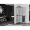 MEXEN/S - Kioto+ L Sprchová zástěna WALK-IN s poličkou a držákem ručníků 70 x 200 cm, černý vzor, grafit kartáčovaná 800-070-123-66-78