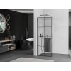 MEXEN/S - Kioto+ L Sprchová zástěna WALK-IN s poličkou a držákem ručníků 90 x 200 cm, černý vzor, grafit kartáčovaná 800-090-123-66-77