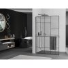 MEXEN/S - Kioto+ L Sprchová zástěna WALK-IN s poličkou a držákem ručníků 90 x 200 cm, černý vzor, grafit kartáčovaná 800-090-123-66-78