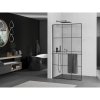 MEXEN/S - Kioto+ L Sprchová zástěna WALK-IN s poličkou a držákem ručníků 100 x 200 cm, černý vzor, grafit metal 800-100-123-95-77
