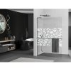 MEXEN/S - Kioto+ L Sprchová zástěna WALK-IN s poličkou a držákem ručníků 90 x 200 cm, bílý vzor, grafit kartáčovaná 800-090-123-66-85