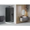 MEXEN/S - Rio sprchový kout čtvrtkruh 80 x 80, grafit, černý + vanička Rio včetně výpustě 863-080-080-70-40-4710