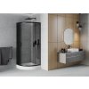 MEXEN/S - Rio sprchový kout čtvrtkruh 80 x 80, grafit, černý + vanička Rio včetně výpustě 863-080-080-70-40-4710