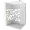 MEXEN/S - Kioto Sprchová zástěna WALK-IN 100 x 200, bílý vzor 8 mm, zlatá kartáčovaná 800-100-101-55-85