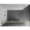 MEXEN/S - Kioto+ Sprchová zástěna WALK-IN s poličkou a držákem ručníků 90 x 200 cm, transparent/dekor, zlatá kartáčovaná 800-090-121-55-35