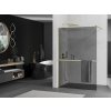 MEXEN/S - Kioto+ Sprchová zástěna WALK-IN s poličkou a držákem ručníků 110 x 200 cm, grafit, zlatá kartáčovaná 800-110-121-55-40